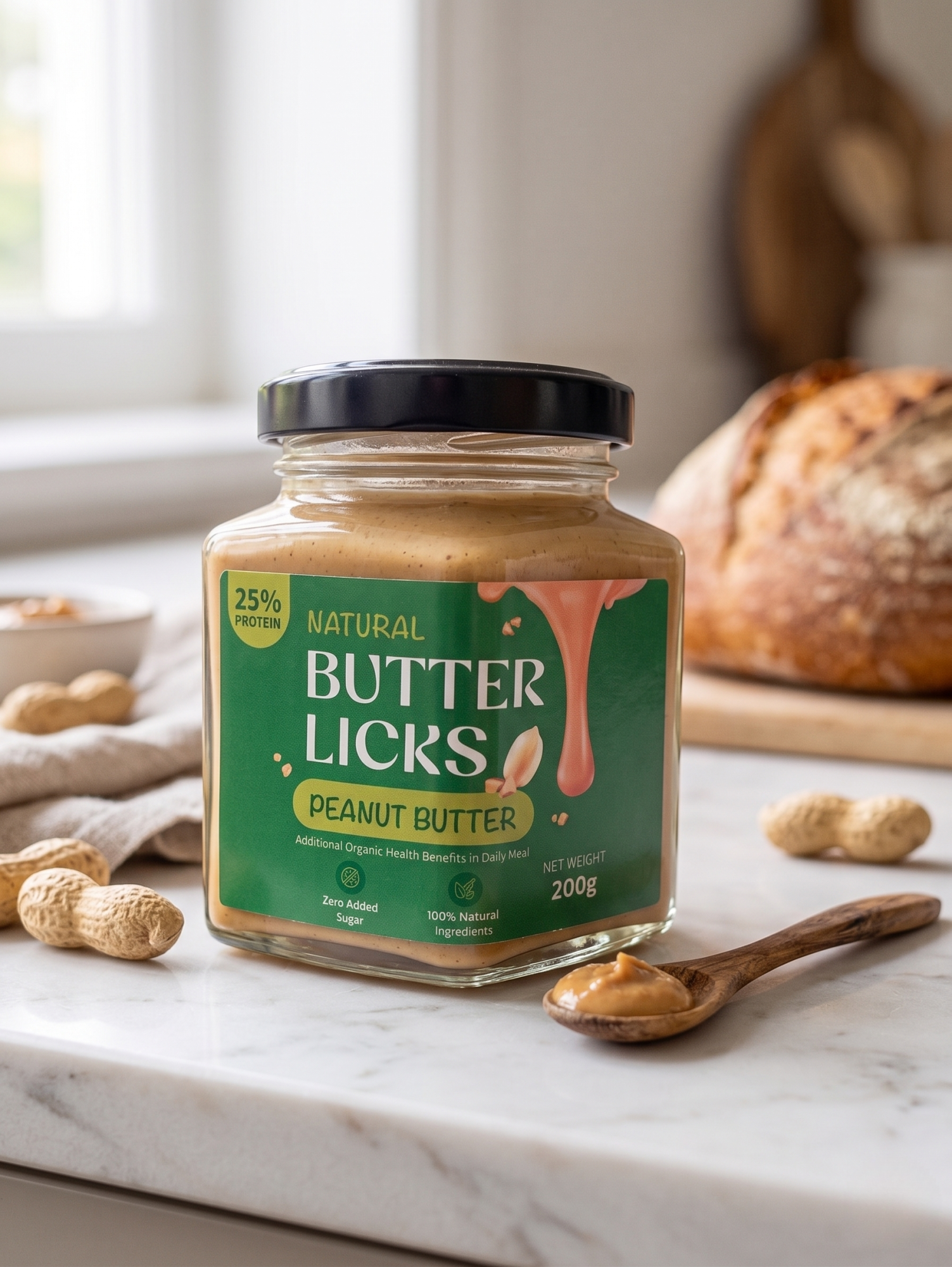 Organic Peanut Butter (100% Natural, High Protein, No Added Sugar) – Butter Licks 200g
